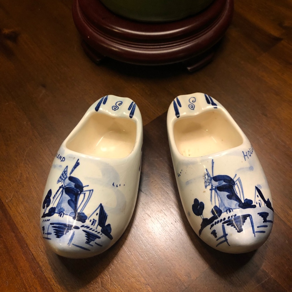 Pair of Blue & White Delft Porcelain Clogs